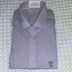 Calvin Klein Lilac Men’s Dress Shirt Steel+ Regular Fit Stretch Non-Iron XL 17.5